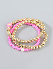 Fashion Pink Rice Beaded Beaded Braided Bracelet Set