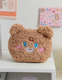 Fashion Brown Bear Cartoon Plush Half-round Bear Storage Bag