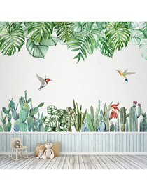 Fashion 30*90cmx2 Pieces Into Bags Pvc Green Leaf Magpie Wall Sticker