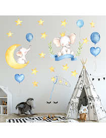 Fashion 30*90cm Pvc Baby Elephant Moon Wall Sticker
