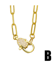 Fashion B Brass And Diamond Palm Lock Necklace