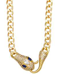Fashion Blue Brass And Diamond Snake Necklace
