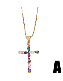 Fashion A Bronze Zirconium Cross Necklace