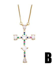Fashion B Bronze Zirconium Cross Necklace