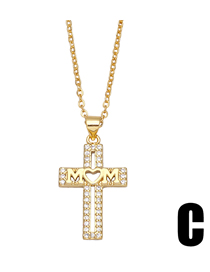 Fashion C Bronze Zirconium Cross Alphabet Necklace