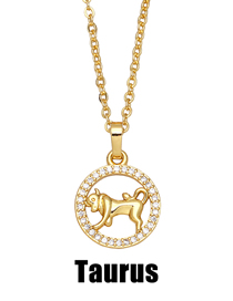 Fashion Taurus Bronze Diamond Zodiac Necklace