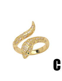 Fashion C Brass Gold Plated Serpent Ring With Diamonds
