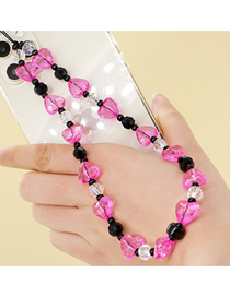 Fashion Qt-k220005a Acrylic Heart Crystal Beaded Phone Chain