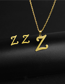 Fashion Z Stainless Steel 26 Letter Stud Necklace Set