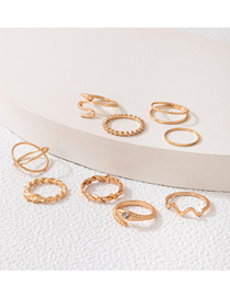 Fashion Gold Alloy Diamond Snake Geometric Open Ring Set