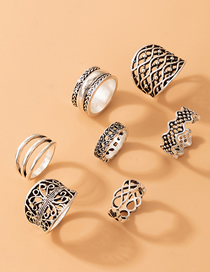 Fashion Silver Alloy Carved Openwork Geometric Ring Set