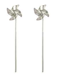 Fashion Silver A Alloy Geometric Pinwheel Stud Earrings