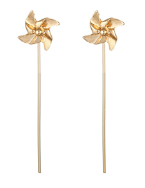 Fashion Gold Alloy Geometric Pinwheel Stud Earrings