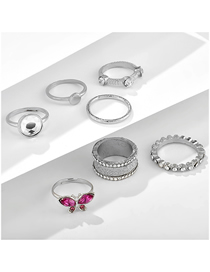 Fashion Silver Alloy Set Zirconium Butterfly Geometric Ring Set
