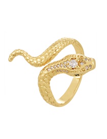 Fashion Gold-4 Bronze Zirconium Serpentine Ring