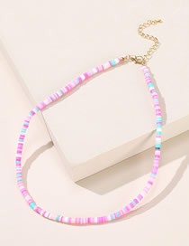 Fashion Rainbow Pink Rainbow Clay Braided Necklace