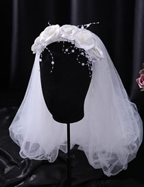 Fashion White Fabric Flower Veil Headband