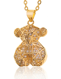 Fashion Zircon Brass Gold Plated And Diamond Bear Necklace