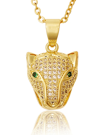 Fashion Gold Color Gold-plated Brass Leopard Necklace With Diamonds