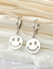 Fashion Silver Color Alloy Hollow Smiley Earrings