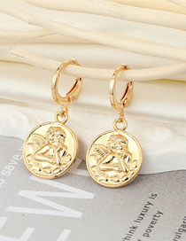 Fashion Earrings Alloy Embossed Round Coin Angel Earrings
