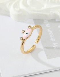 Fashion Pink Alloy Diamond Drip Oil Eye Open Ring