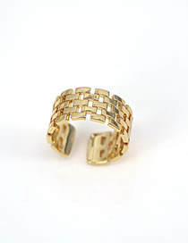 Fashion Gold Color Solid Copper Geometric Strap Open Ring