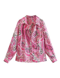 Fashion Pink Printed Lapel Button-down Shirt