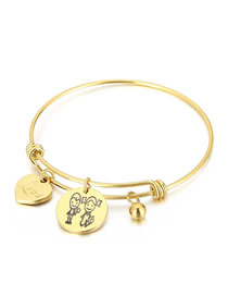 Fashion Gold Titanium Steel Heart Letter Geometric Bracelet
