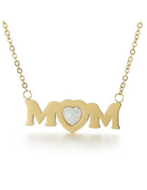Fashion Gold Titanium Sequin Heart Letter Necklace