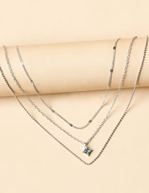 Fashion Silver Color Alloy Diamond Geometric Chain Multilayer Necklace