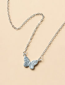 Fashion Silver Color Alloy Diamond Butterfly Necklace