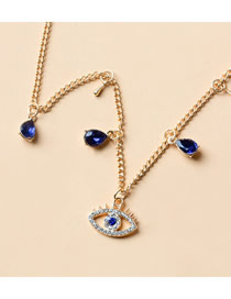 Fashion Gold Color Alloy Set Water Drop Diamond Eye Necklace