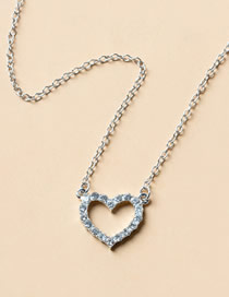 Fashion Silver Color Alloy Diamond Heart Necklace