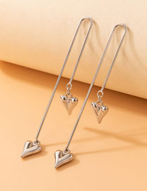 Fashion Silver Color Alloy Heart Paper Clip Stud Earrings