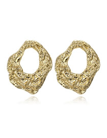 Fashion Gold Color Irregular Geometric Texture Hollow Stud Earrings