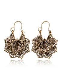 Fashion Gold Color Metal Cutout Engraved Earrings