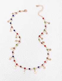 Fashion Color Alloy Diamond Star Tassel Necklace