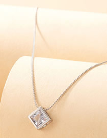 Fashion 2# Alloy Diamond Square Necklace