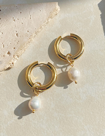 Fashion Gold Color Titanium Pearl Earrings
