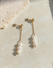 Fashion Gold Color Titanium Steel Gold Plated Pearl Drop Earrings