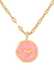 Fashion Pink Copper Drip Oil Irregular Wings Necklace