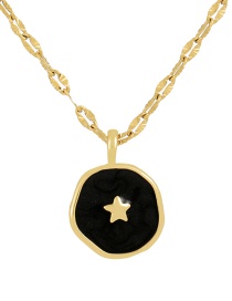 Fashion Black Copper Drip Oil Irregular Pentagram Necklace