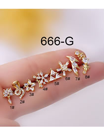 Fashion Gold Color-1# 0.8mm Titanium Steel Inlaid Zirconium Thin Rod Piercing Earrings Single