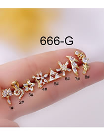 Fashion Gold Color-2# 0.8mm Titanium Steel Inlaid Zirconium Thin Rod Piercing Earrings Single