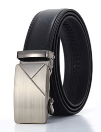 Fashion Iron Rhombus Wide-brimmed Belt With Leather Geometric Buckle