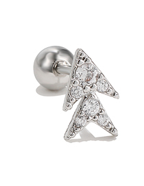 Fashion 421 White K Brass Diamond Geometric Piercing Stud Earrings