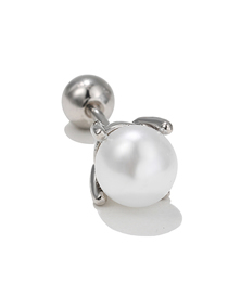 Fashion 366 White K Pure Copper Pearl Geometric Piercing Stud Earrings