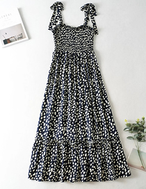 Fashion Black Polka-dot Print Lace-up Dress