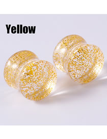 Fashion Yellow-14mm Acrylic Symphony Sequins Solid Piercing Ears